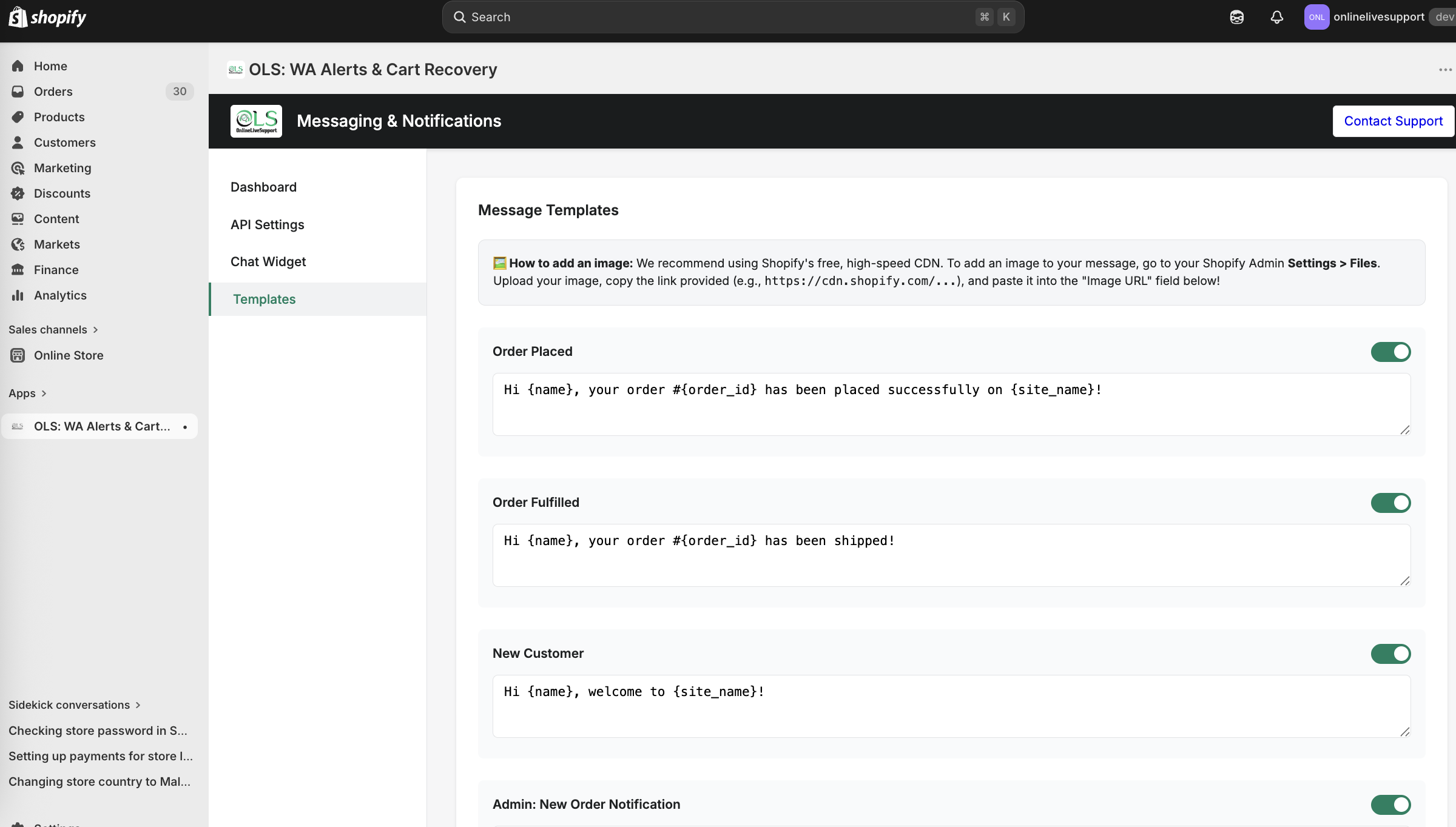 WhatsApp automation for Shopify orders and events